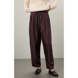Silk Laundry Slouch Brown Satin Pants